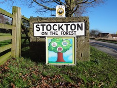 Sign for Stockton on the Forest and Hopgrove